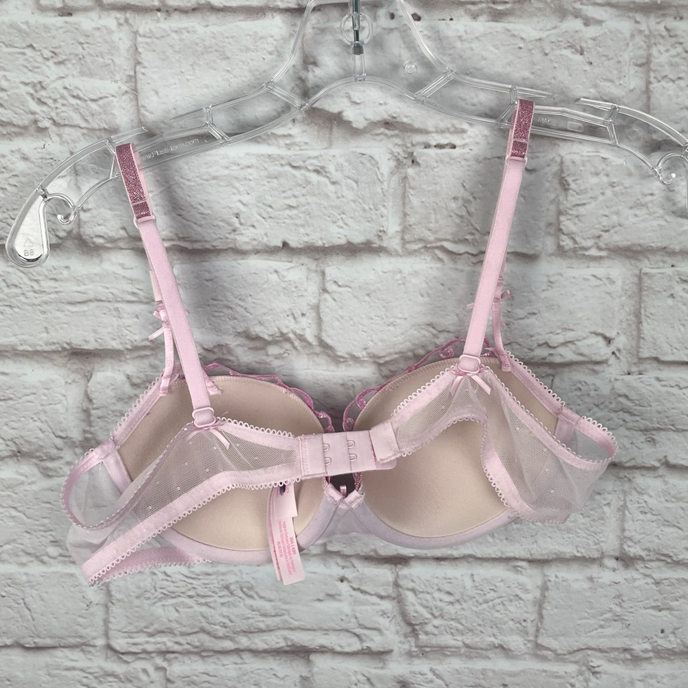 PINK x LoveShackFancy Push-Up Put a Bow on It Balconette Bra Size 36A New! - Picture 3 of 7